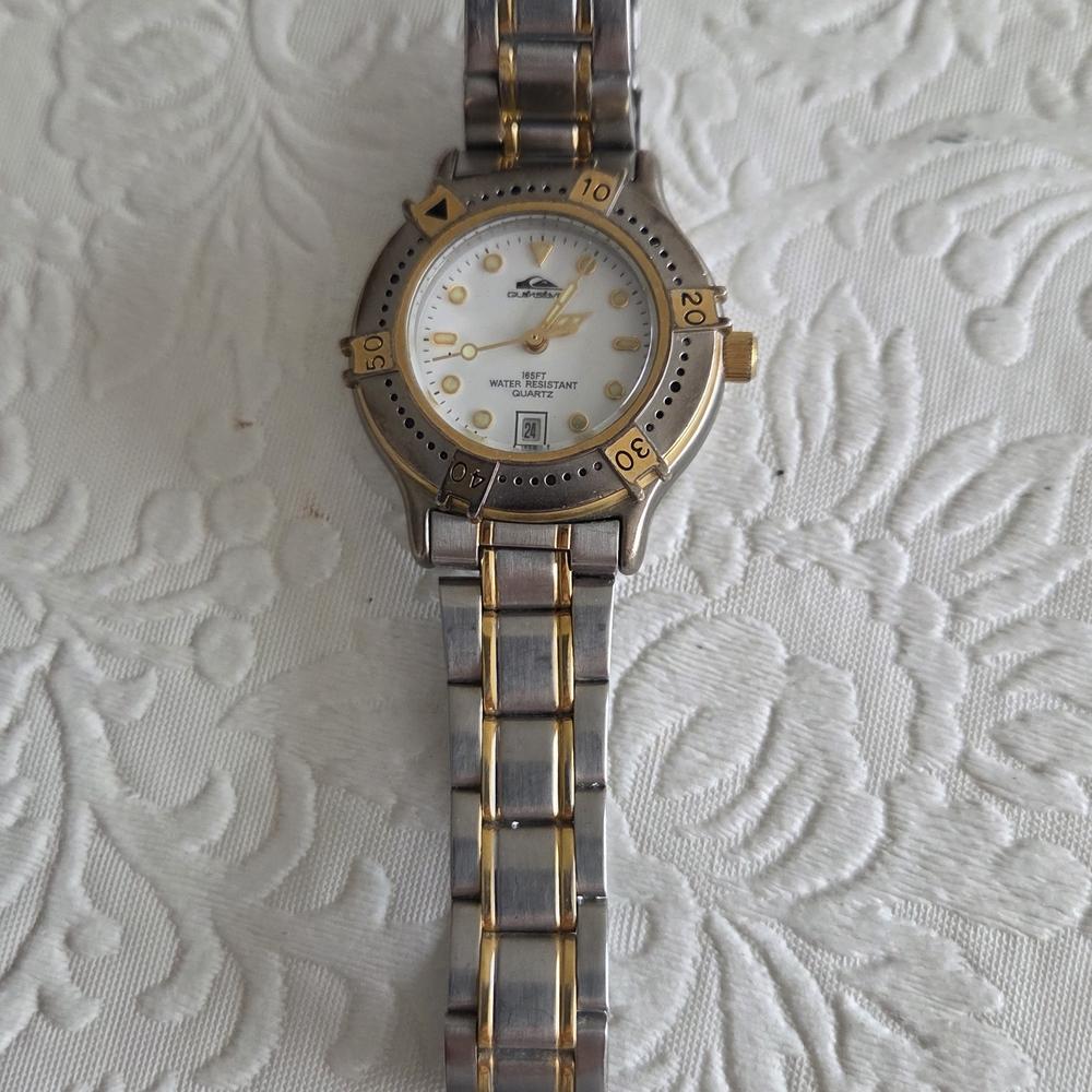 QuickSilver 2 Tone Watch with White Dial